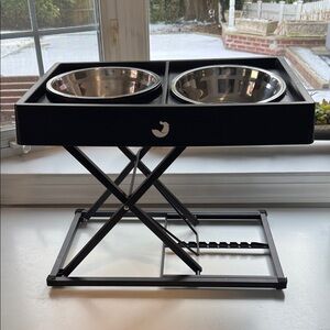 Taglory Metal Black Elevated Pet Feeder with Stainless Steel Bowls